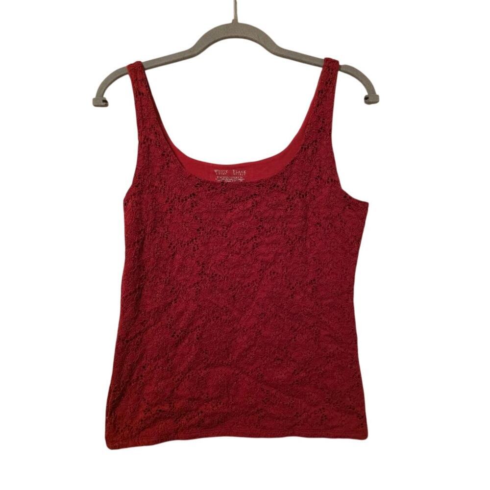 White House Black Market Burgundy Lace Tank Top Stretch Shell Small